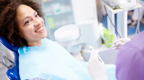 woman about to receive a dental exam