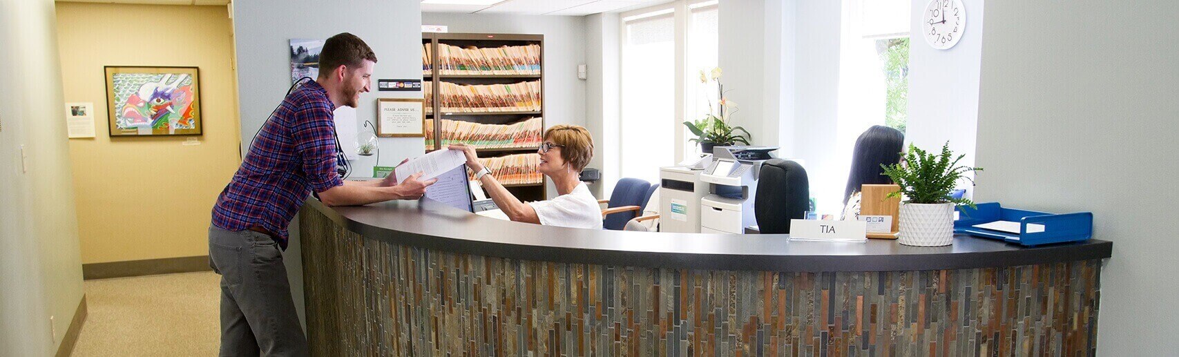 Front desk reception at a Portland dentistry