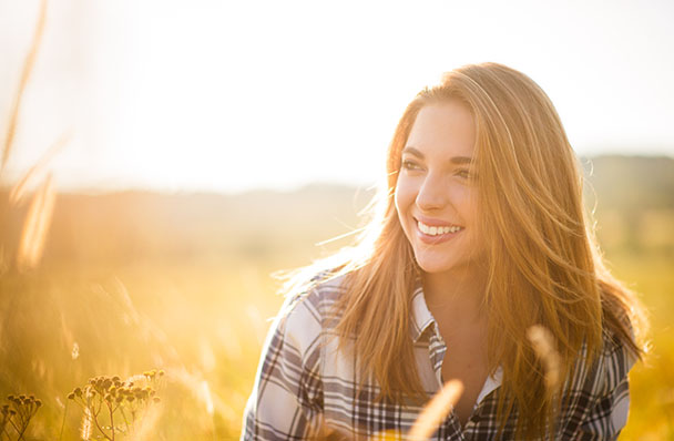 a sunny portrait of a young lady