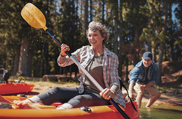 senior woman on kayak