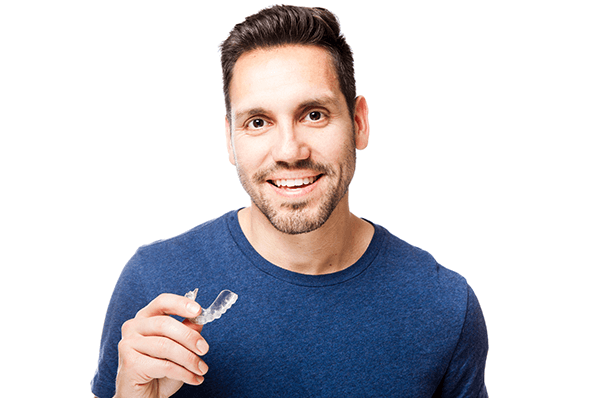 man with clear aligner